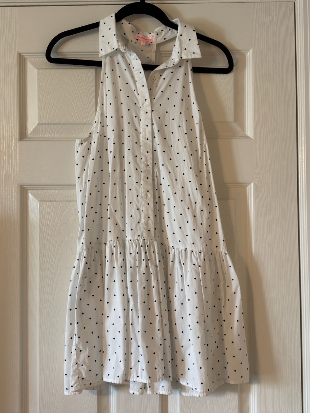 Dollhouse White Mini Dress with Black Polka Dots and Collar